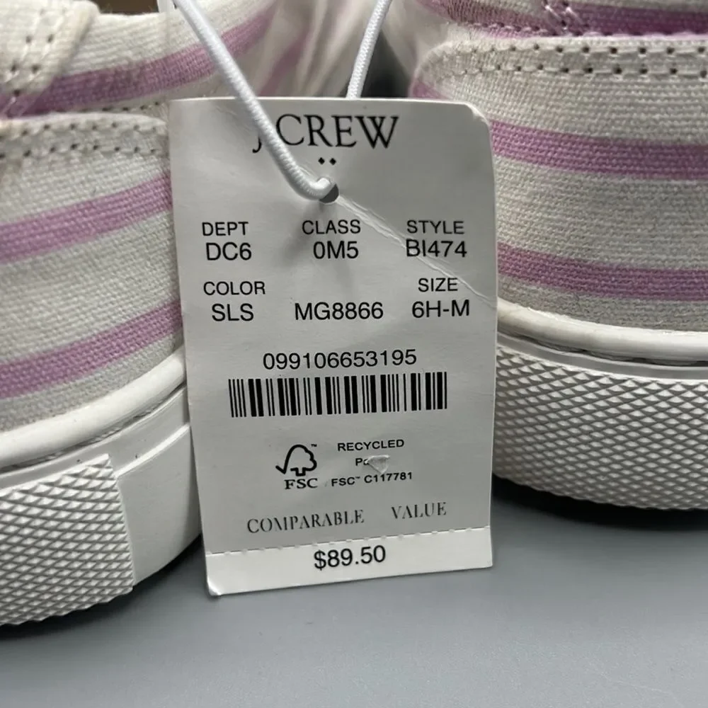J. Crew Pink Stripe Road Trip Slip On Sneakers NWT